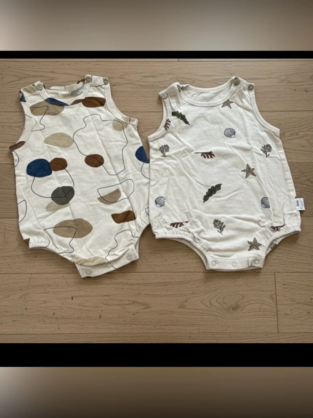 Baby summer  cotton Sleeveless One-Piece Romper, print design Beige 9-12 Months